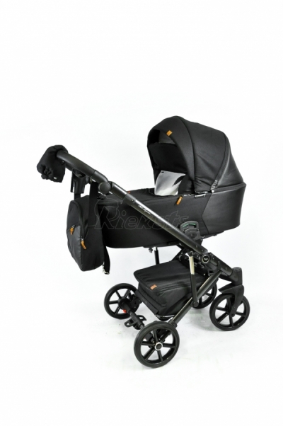 bērnu rati 2in1/3in1 Baby-Merc Mosca melns audums un eko-āda