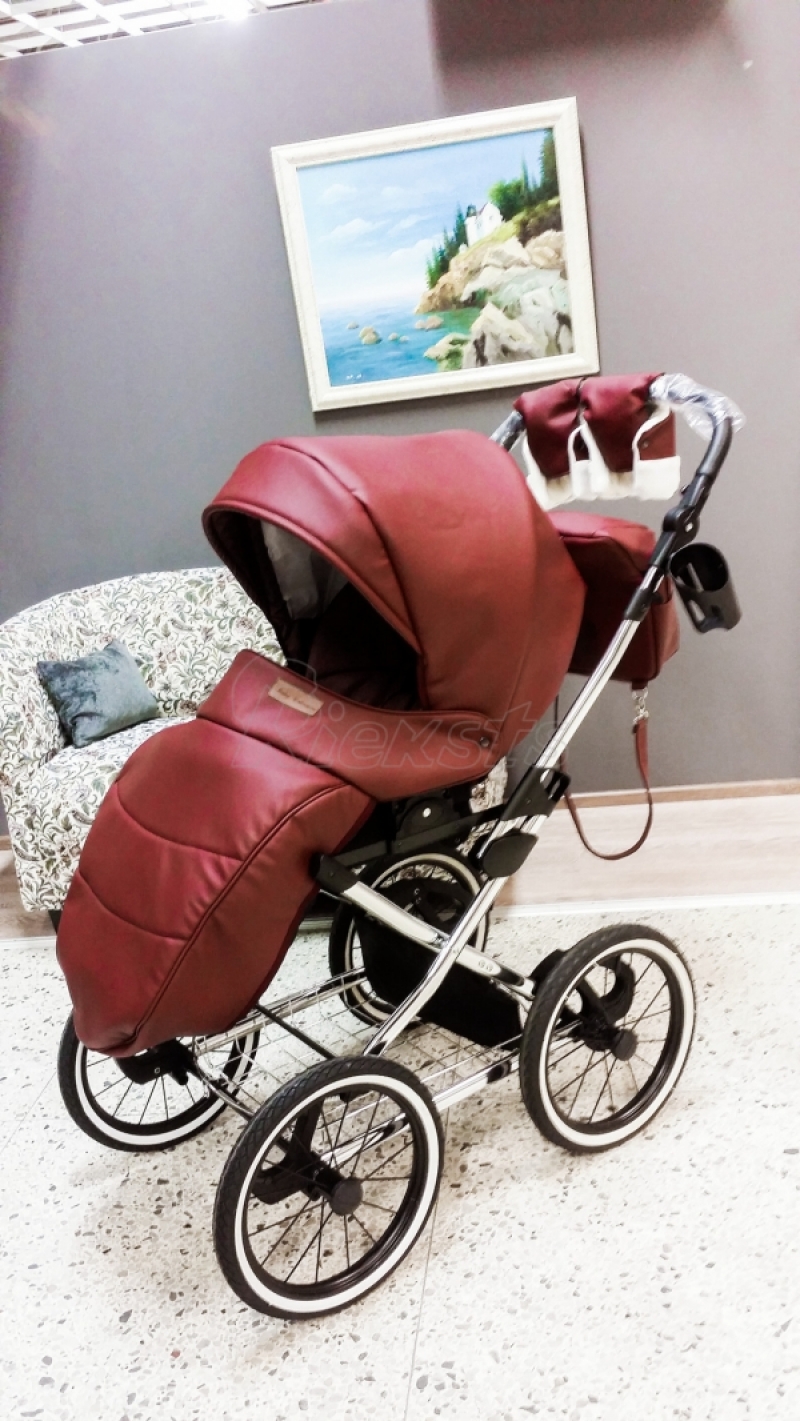 bērnu rati 2in1/3in1 Mikrus Bordo eko āda