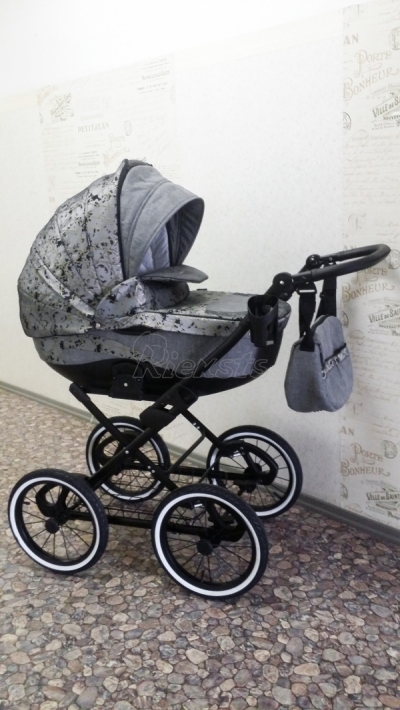 bērnu rati 2in1/3in1 FIRKON Elegance Gold pelēks audums