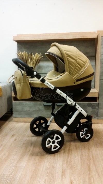 bērnu rati 2in1/3in1 Mikrus Beige eco leather